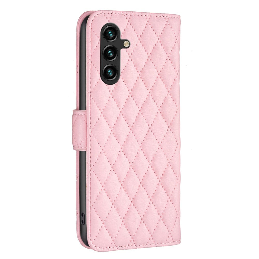 BINFEN COLOR BF Style-14 För Samsung Galaxy A35 5G mobilskal Rhombus Grid Läderfodral