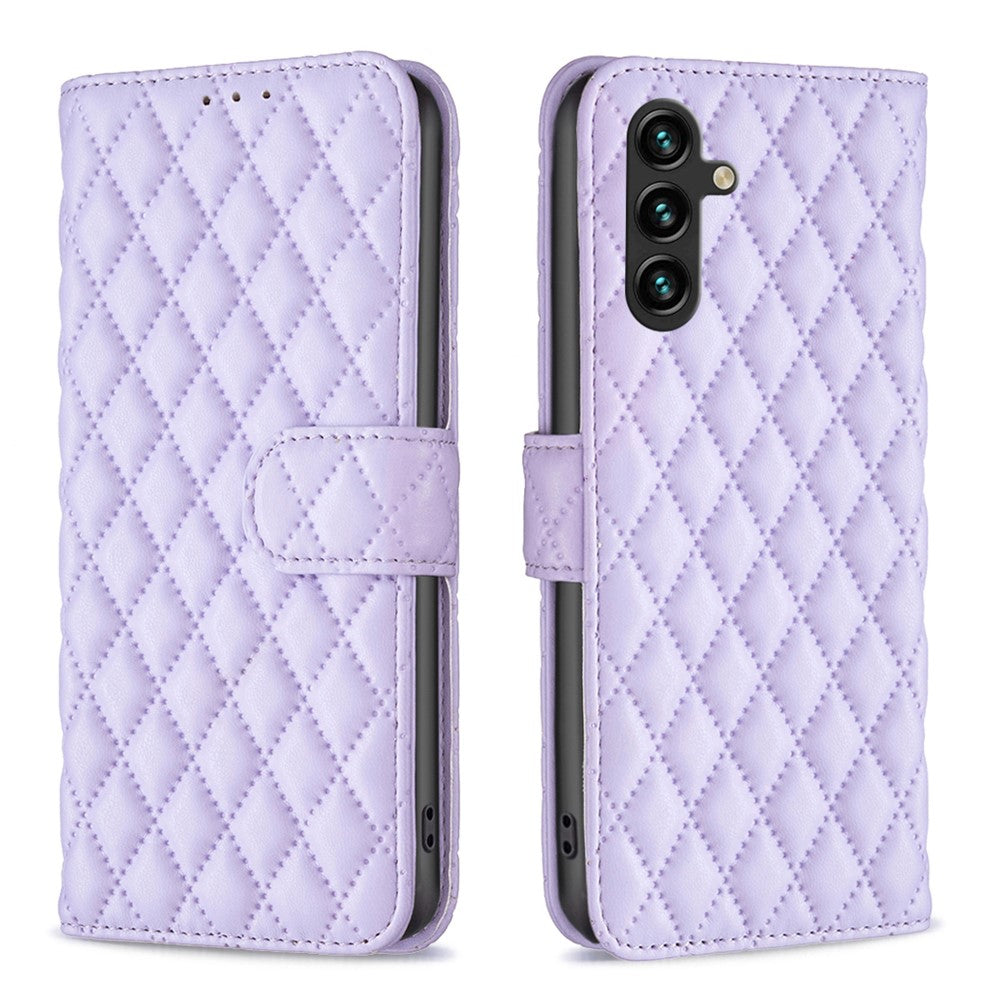 BINFEN COLOR BF Style-14 För Samsung Galaxy A35 5G mobilskal Rhombus Grid Läderfodral