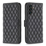 BINFEN COLOR BF Style-14 För Samsung Galaxy A35 5G mobilskal Rhombus Grid Läderfodral