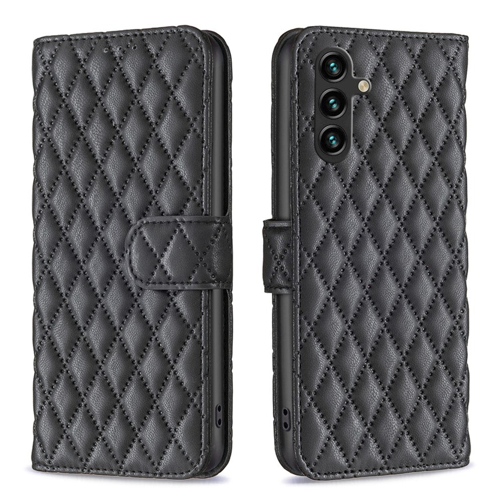 BINFEN COLOR BF Style-14 För Samsung Galaxy A35 5G mobilskal Rhombus Grid Läderfodral