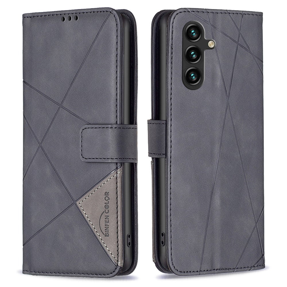 BINFEN COLOR til Samsung Galaxy A35 5G telefonetuier Pung Stander Geometrisk Præg Lædercover