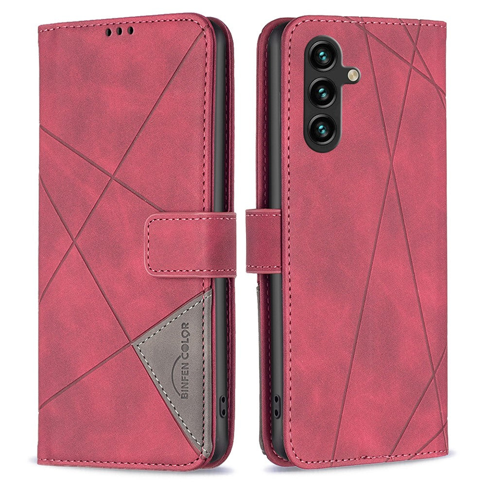 BINFEN COLOR til Samsung Galaxy A35 5G telefonetuier Pung Stander Geometrisk Præg Lædercover