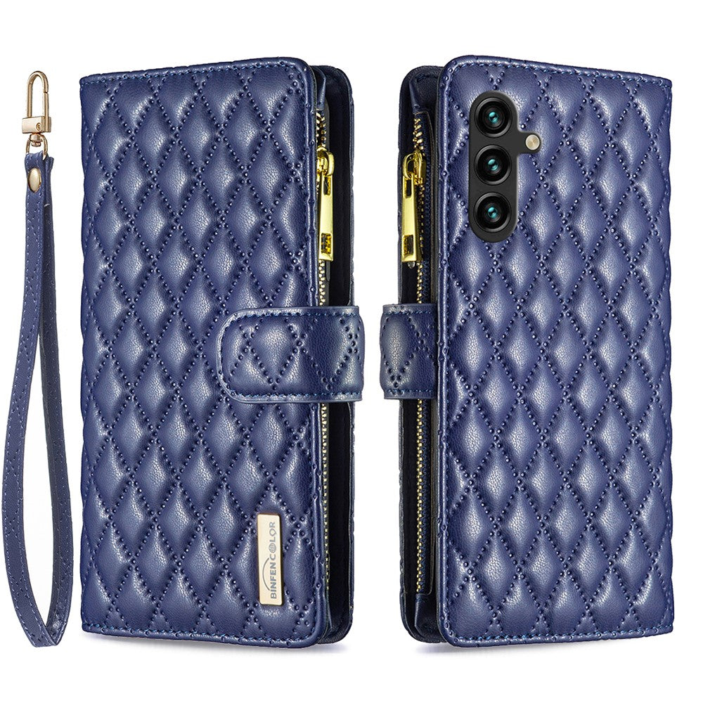 BINFEN COLOR BF Style-15 til Samsung Galaxy A35 5G Etui Lynlåslomme Telefonstativ Cover