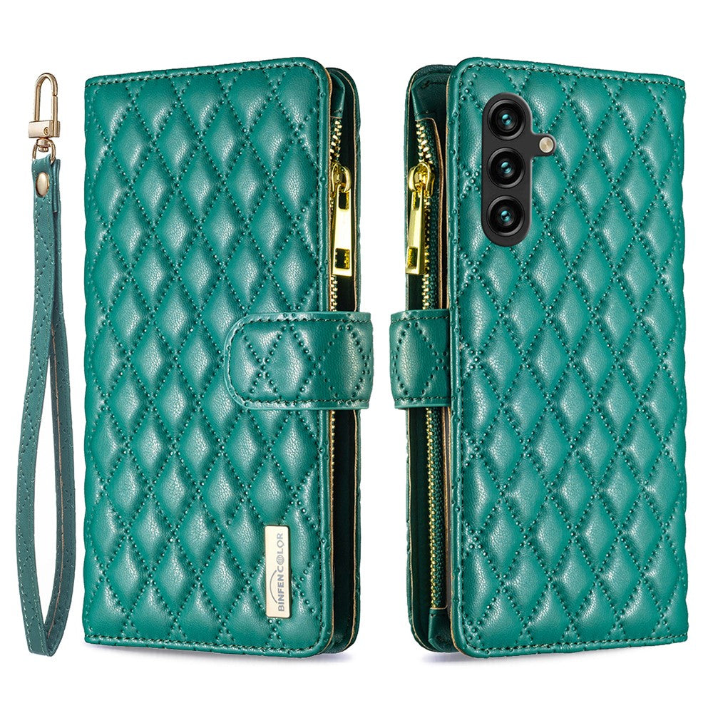 BINFEN COLOR BF Style-15 til Samsung Galaxy A35 5G Etui Lynlåslomme Telefonstativ Cover
