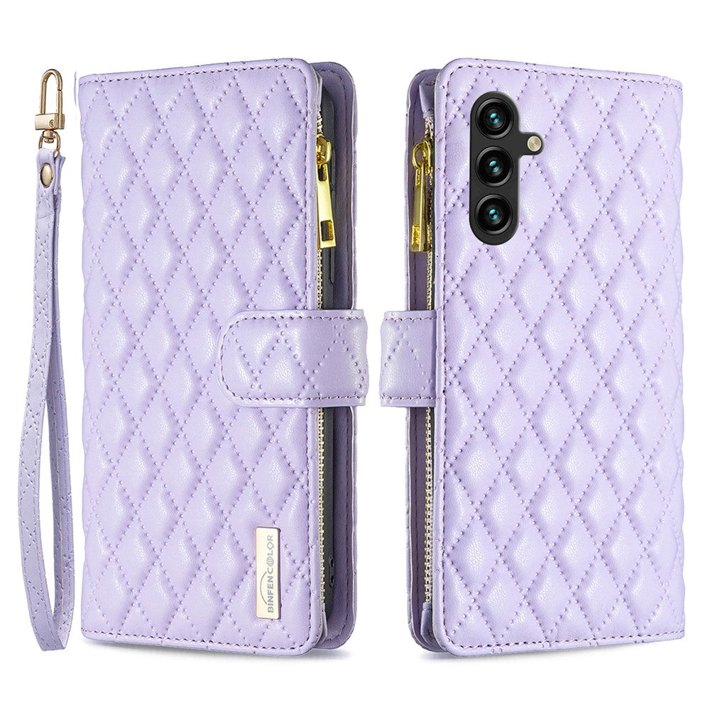 BINFEN COLOR BF Style-15 til Samsung Galaxy A35 5G Etui Lynlåslomme Telefonstativ Cover