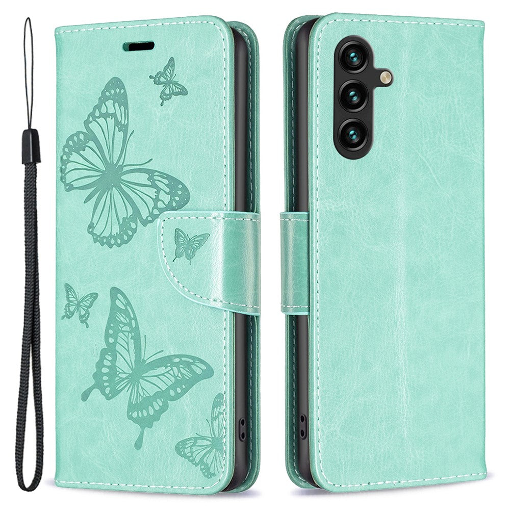 Til Samsung Galaxy A35 5G Cover Sommerfuglpræget Lædercover med Stativ og Pung