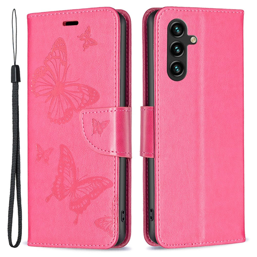 Til Samsung Galaxy A35 5G Cover Sommerfuglpræget Lædercover med Stativ og Pung