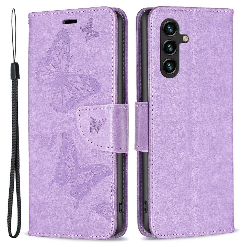 Til Samsung Galaxy A35 5G Cover Sommerfuglpræget Lædercover med Stativ og Pung