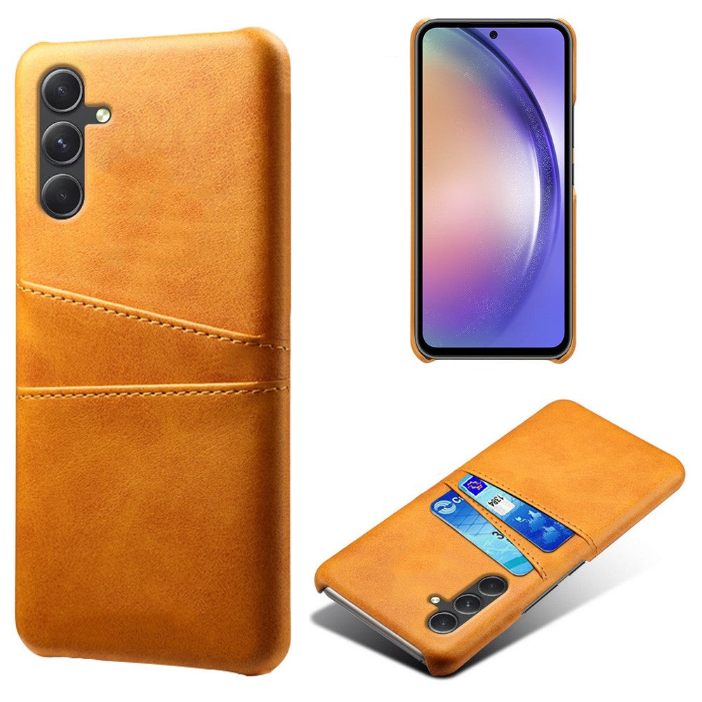 For Samsung Galaxy S24 Case PU+Hard PC Phone Protector with Dual Card Slots