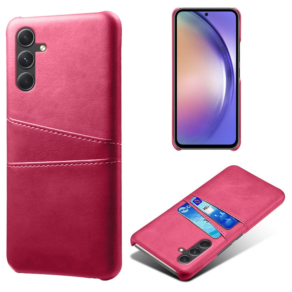 For Samsung Galaxy S24 Case PU+Hard PC Phone Protector with Dual Card Slots