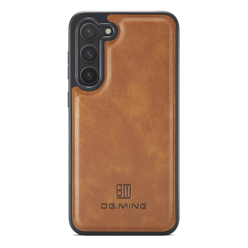 DG.MING For Samsung Galaxy S23 Case Leather Coated PC+TPU Phone Back Cover