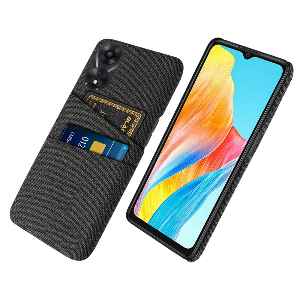 For Oppo A38 4G / A18 4G Case Dual Card Slots PC+Cloth Phone Cover