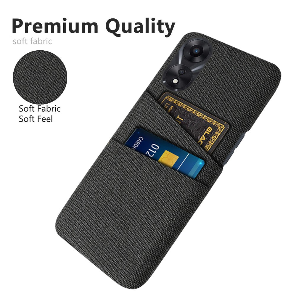 For Oppo A38 4G / A18 4G Case Dual Card Slots PC+Cloth Phone Cover