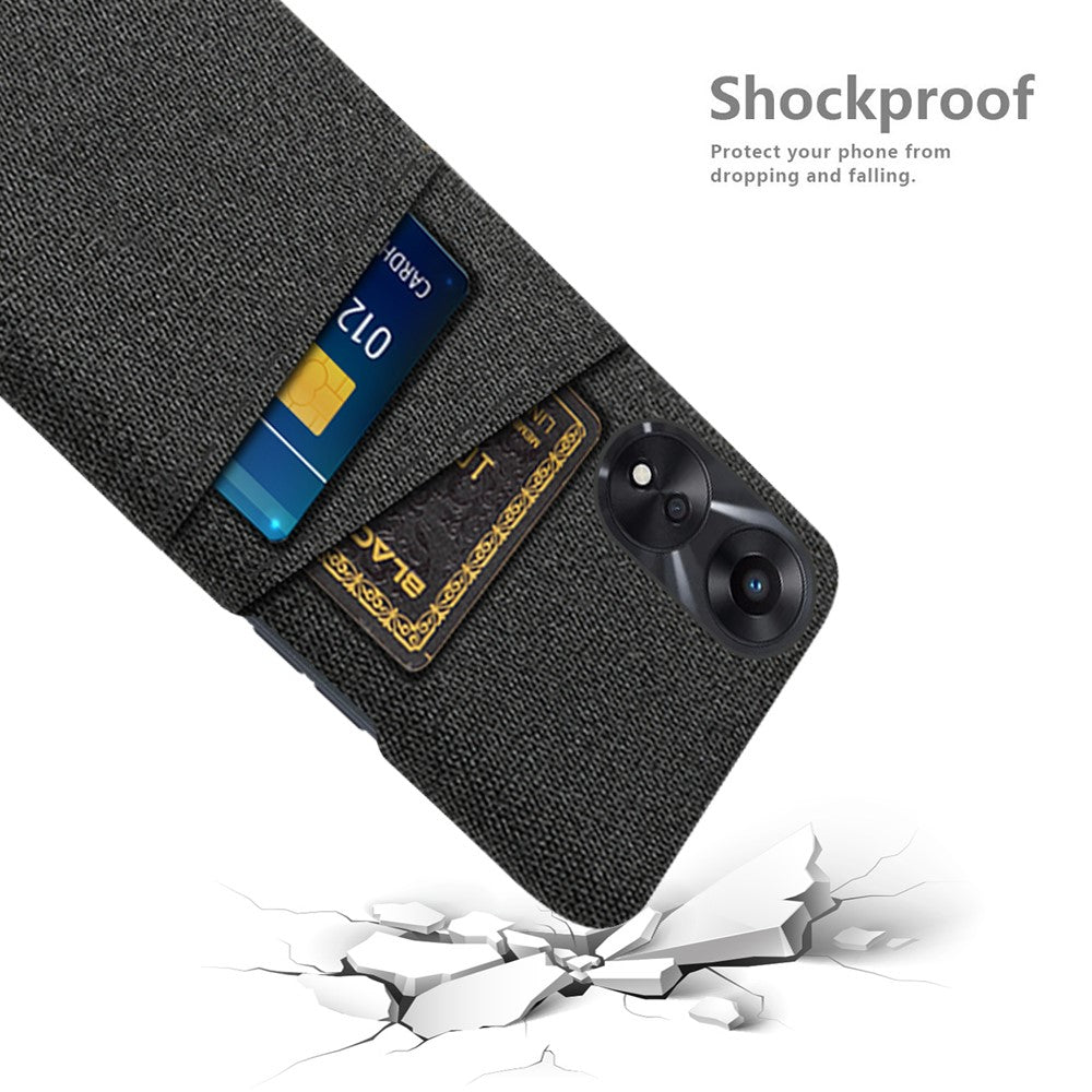 For Oppo A38 4G / A18 4G Case Dual Card Slots PC+Cloth Phone Cover