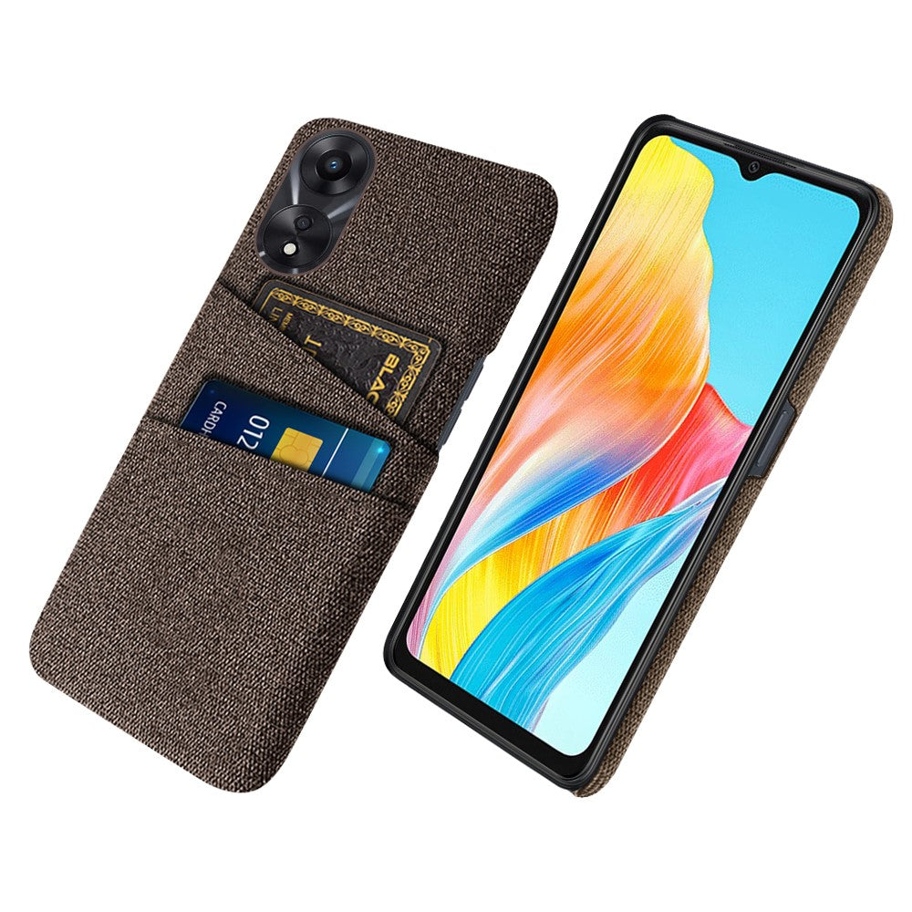 For Oppo A38 4G / A18 4G Case Dual Card Slots PC+Cloth Phone Cover