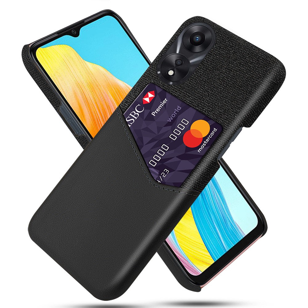 For Oppo A38 4G / A18 4G Case PU Leather Card Slot Cloth Texture PC Phone Cover