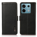 KHAZNEH For Xiaomi Redmi Note 13 5G / 13 5G (China) Phone Case RFID Blocking Genuine Cow Leather Cover