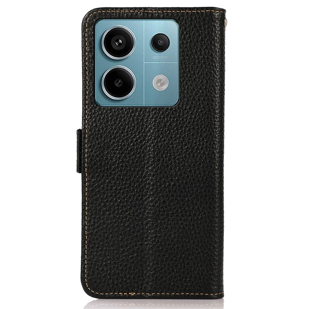 KHAZNEH For Xiaomi Redmi Note 13 5G / 13 5G (China) Phone Case RFID Blocking Genuine Cow Leather Cover
