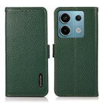 KHAZNEH For Xiaomi Redmi Note 13 5G / 13 5G (China) Phone Case RFID Blocking Genuine Cow Leather Cover