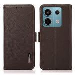 KHAZNEH For Xiaomi Redmi Note 13 5G / 13 5G (China) Phone Case RFID Blocking Genuine Cow Leather Cover