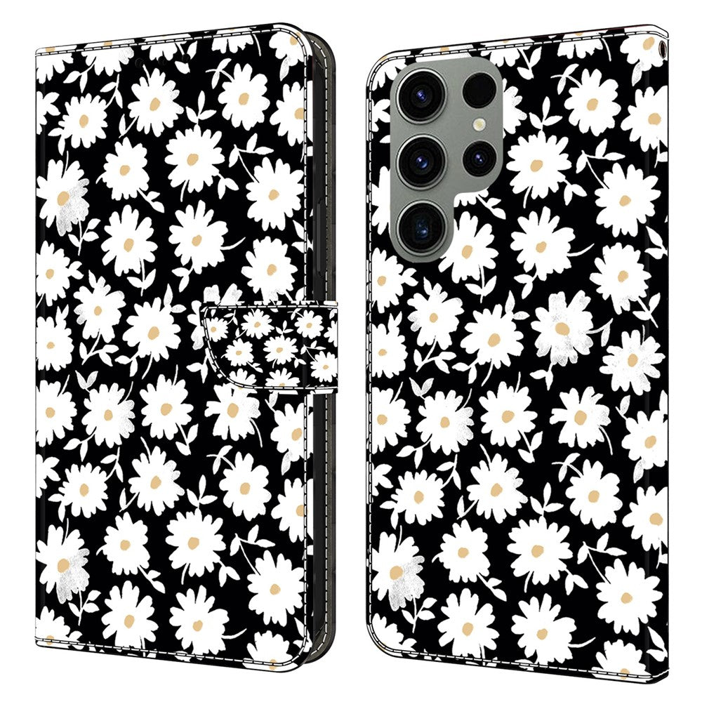 For Samsung Galaxy S24 Ultra Case Anti-fall PU Leather+TPU 3D Pattern Phone Guard Cover