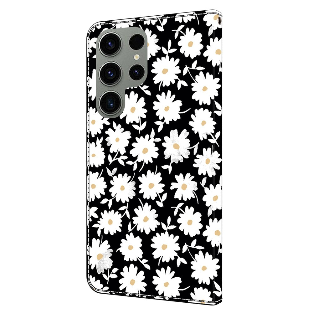 For Samsung Galaxy S24 Ultra Case Anti-fall PU Leather+TPU 3D Pattern Phone Guard Cover