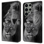 For Samsung Galaxy S24 Ultra Case Anti-fall PU Leather+TPU 3D Pattern Phone Guard Cover