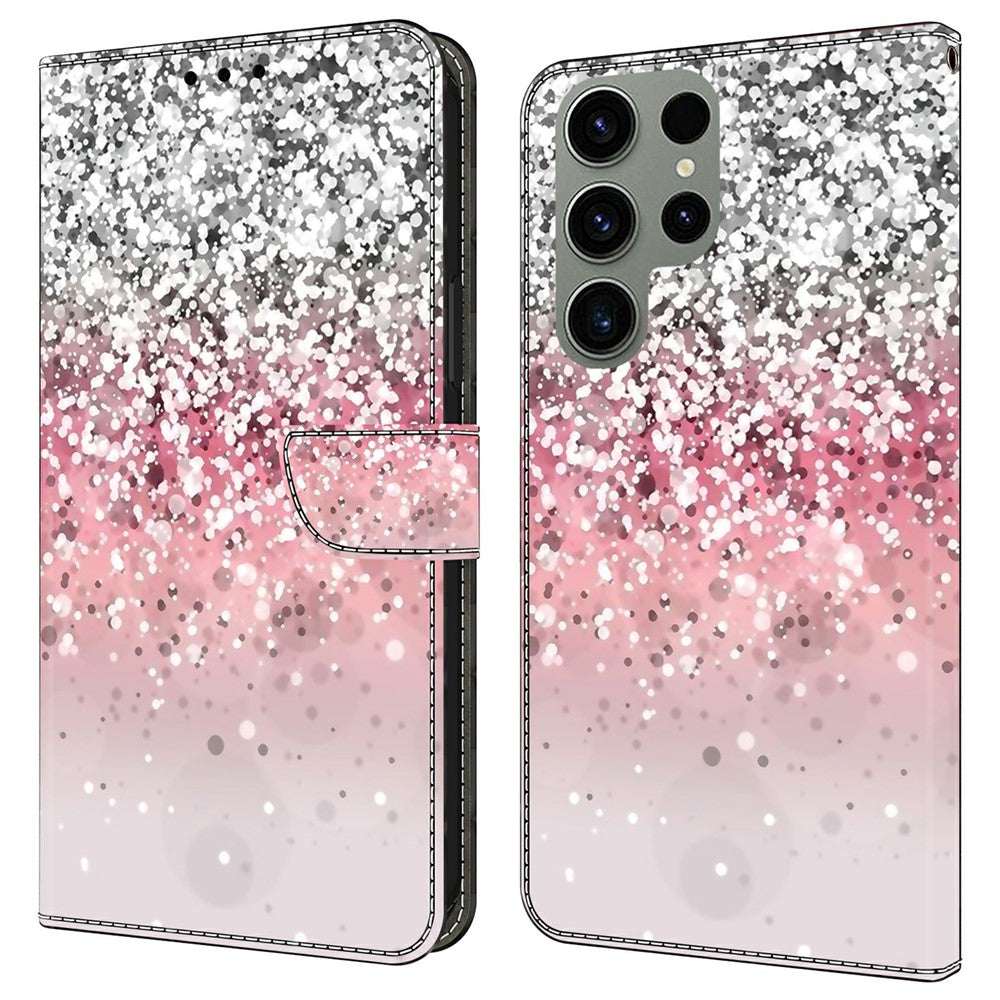 For Samsung Galaxy S24 Ultra Case Anti-fall PU Leather+TPU 3D Pattern Phone Guard Cover