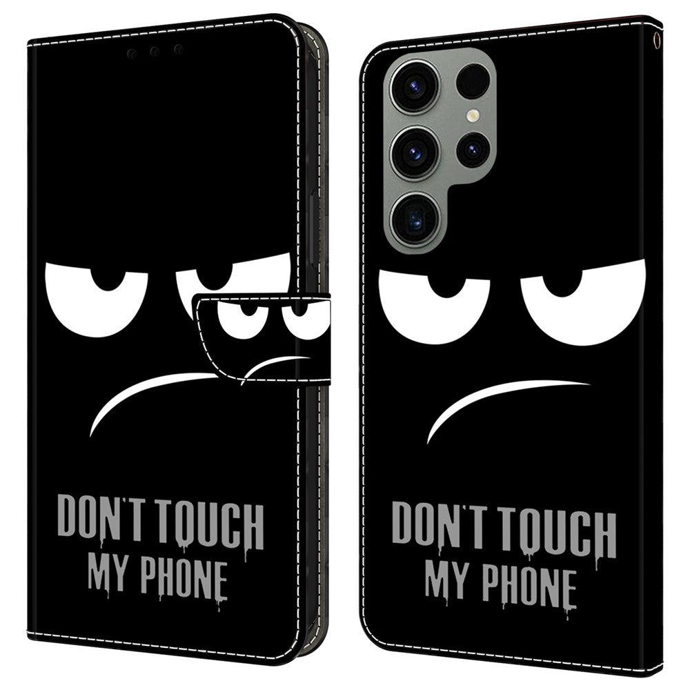 For Samsung Galaxy S24 Ultra Case Anti-fall PU Leather+TPU 3D Pattern Phone Guard Cover