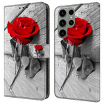 For Samsung Galaxy S24 Ultra Case Anti-fall PU Leather+TPU 3D Pattern Phone Guard Cover