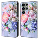 For Samsung Galaxy S24 Ultra Case Anti-fall PU Leather+TPU 3D Pattern Phone Guard Cover