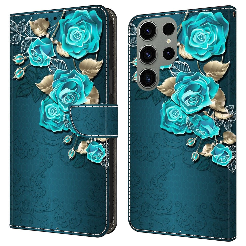 For Samsung Galaxy S24 Ultra Case Anti-fall PU Leather+TPU 3D Pattern Phone Guard Cover