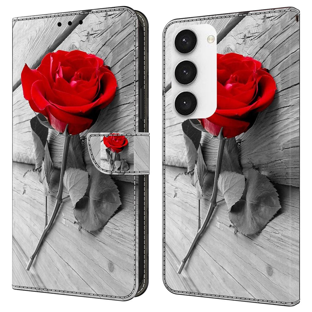 For Samsung Galaxy S24 Cell Phone Case Leather 3D Pattern Card Slot Protective Cover