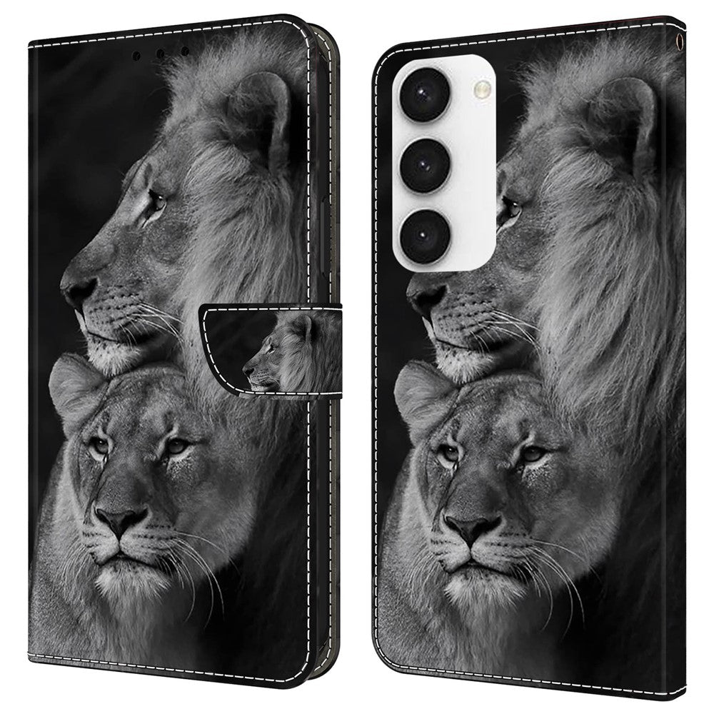 For Samsung Galaxy S24 Cell Phone Case Leather 3D Pattern Card Slot Protective Cover