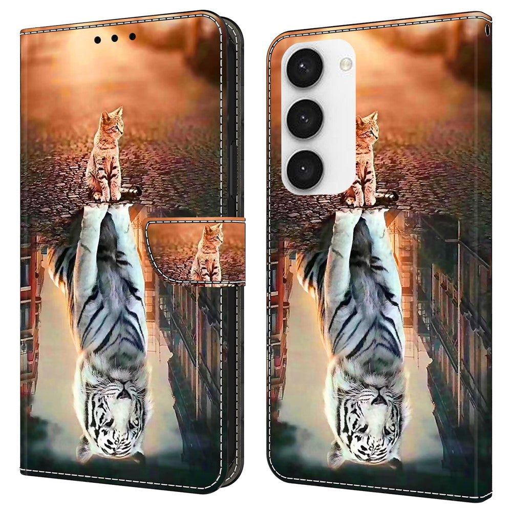 For Samsung Galaxy S24 Cell Phone Case Leather 3D Pattern Card Slot Protective Cover