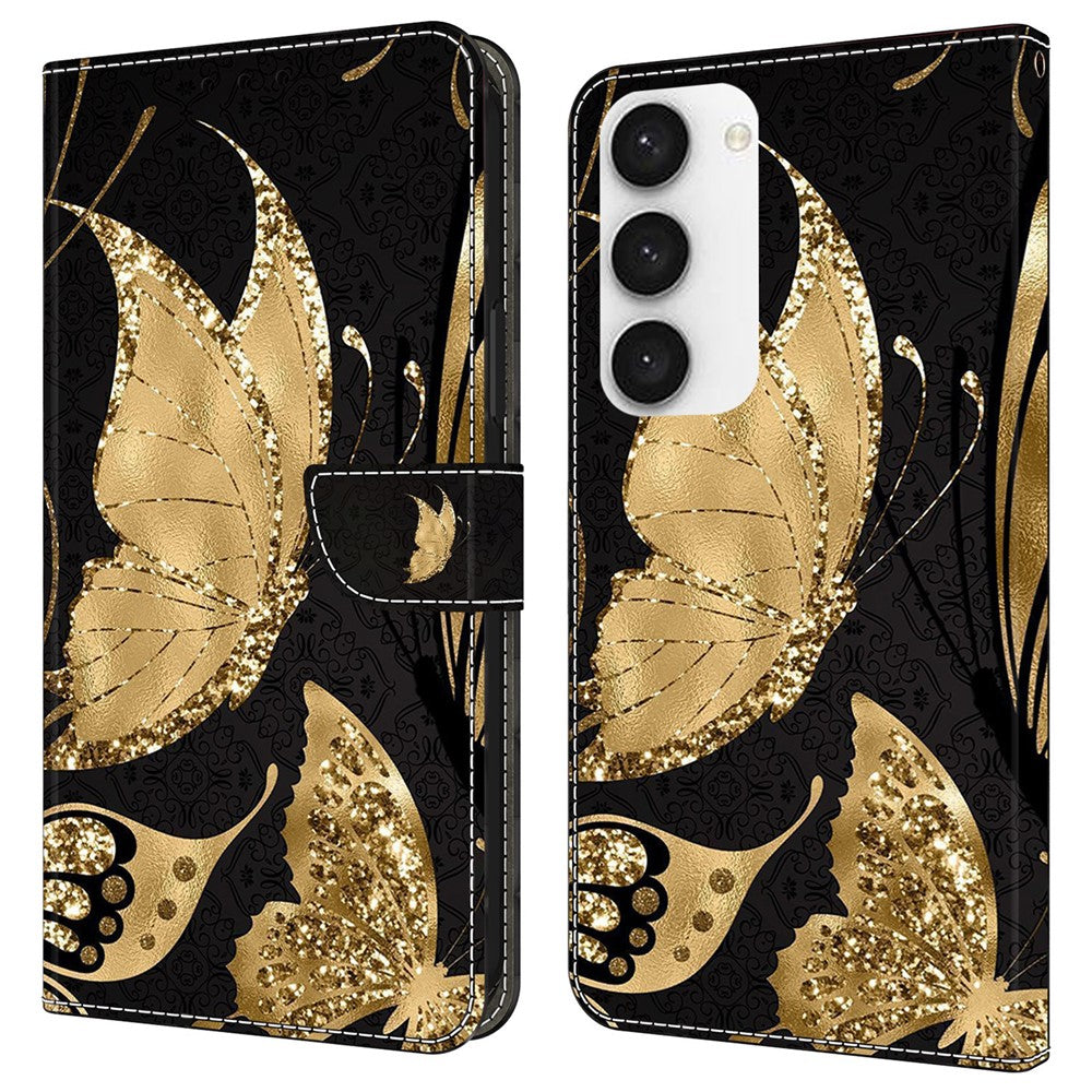For Samsung Galaxy S24 Cell Phone Case Leather 3D Pattern Card Slot Protective Cover