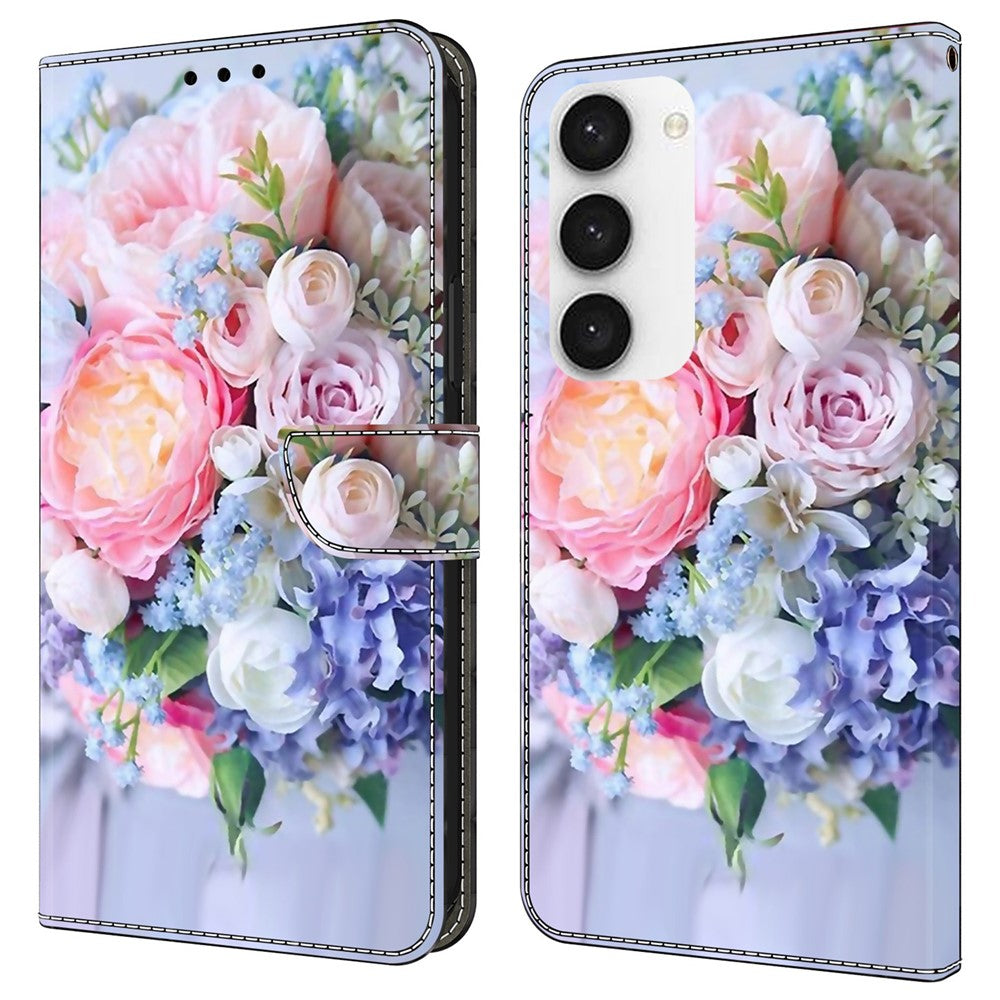 For Samsung Galaxy S24 Cell Phone Case Leather 3D Pattern Card Slot Protective Cover