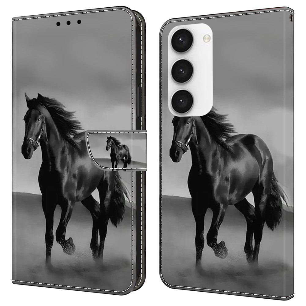 For Samsung Galaxy S24 Cell Phone Case Leather 3D Pattern Card Slot Protective Cover