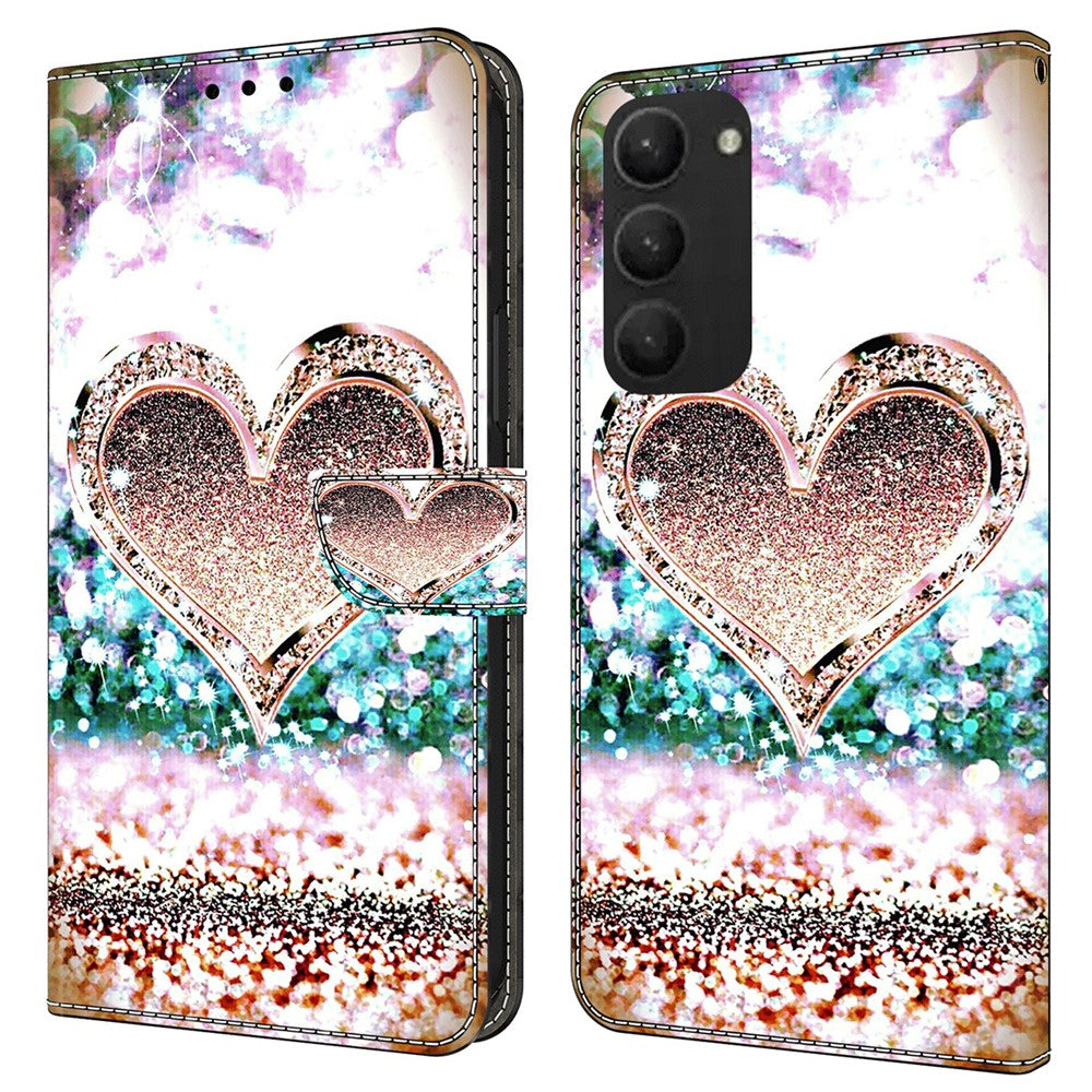For Samsung Galaxy S24+ Case Stand Wallet Leather Cover with 3D Pattern Printing