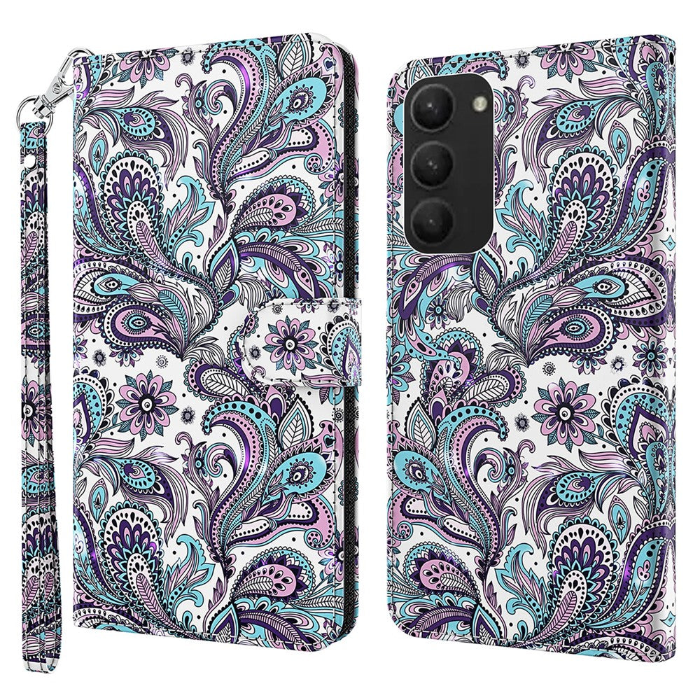 For Samsung Galaxy S24+ Leather 3D Pattern Case Flip Wrist Strap Cell Phone Cover