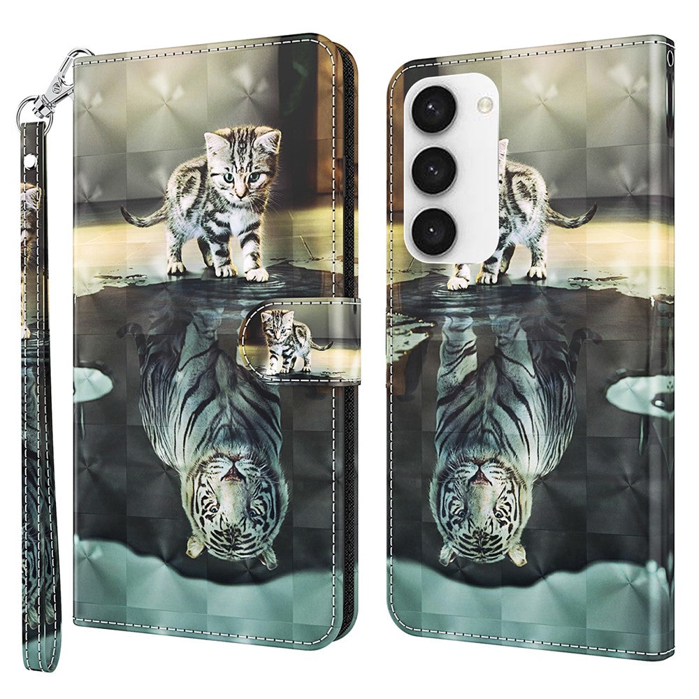 For Samsung Galaxy S24 Leather Phone Case Flip Wallet 3D Pattern Printing Cover