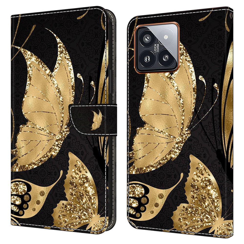 For Xiaomi 14 Pro Leather Phone Case Wallet 3D Pattern Design Cover
