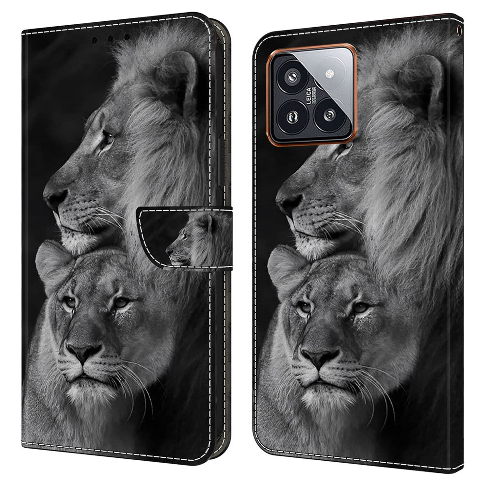 For Xiaomi 14 Pro Leather Phone Case Wallet 3D Pattern Design Cover