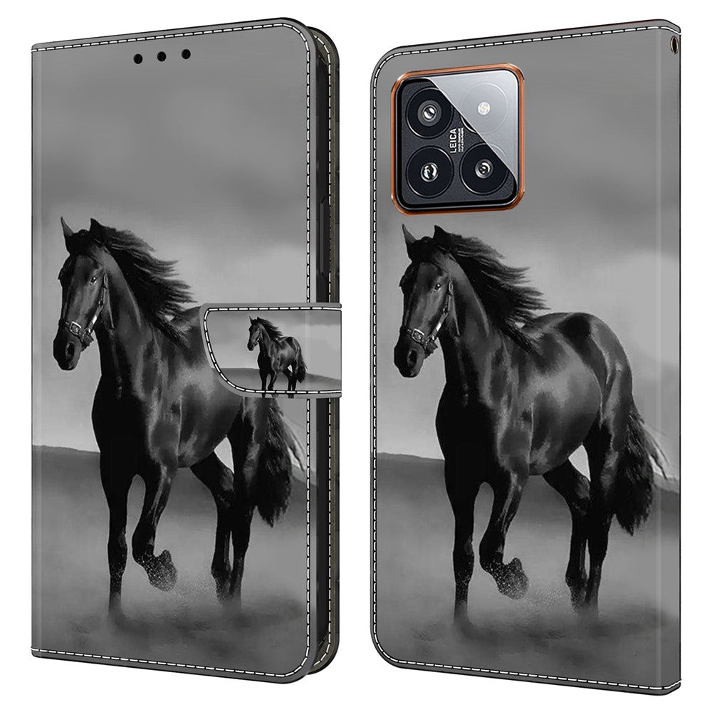 For Xiaomi 14 Pro Leather Phone Case Wallet 3D Pattern Design Cover
