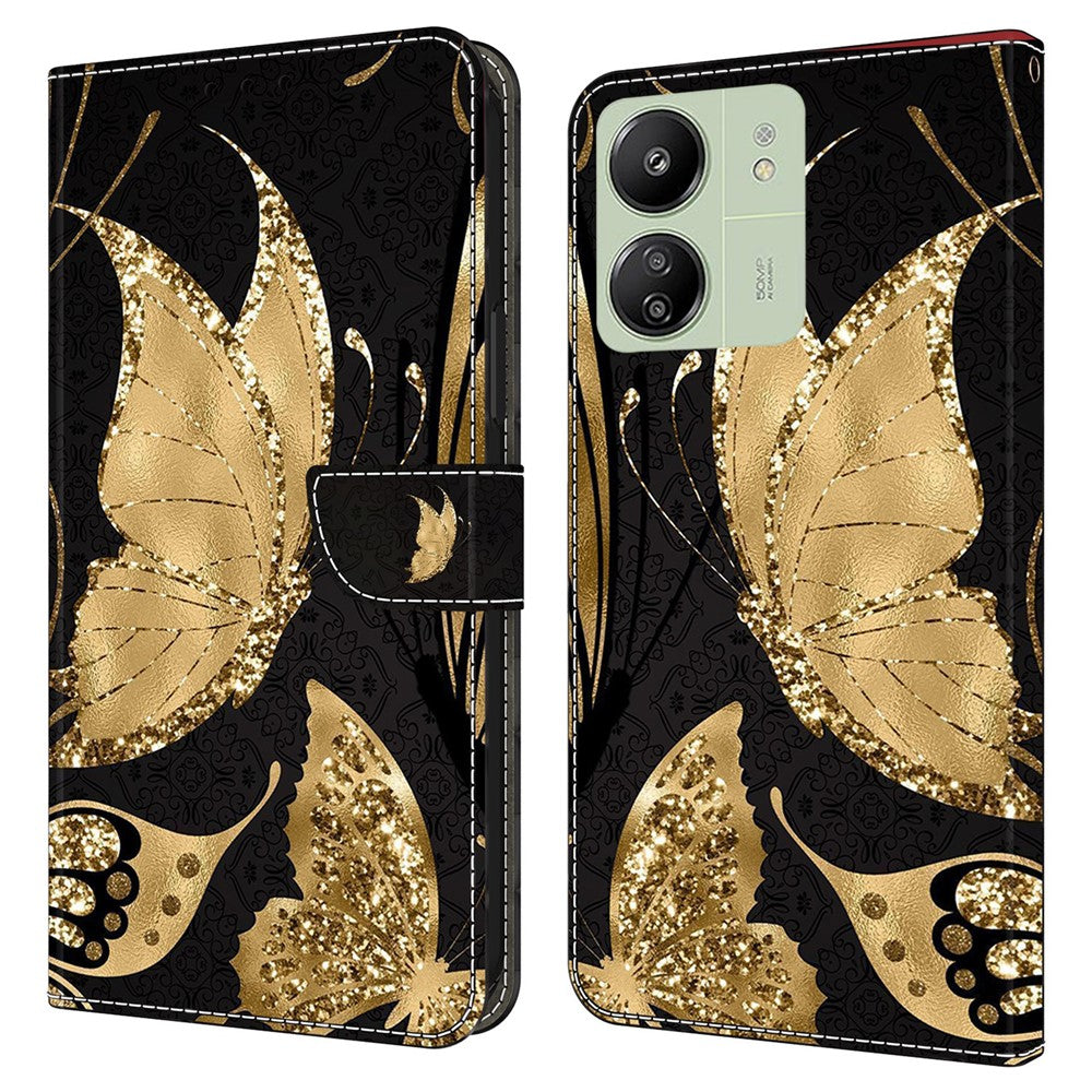 For Xiaomi Redmi 13C 4G / 13C 5G / Poco C65 4G / Poco M6 5G / 13R 5G Phone Case PU Leather 3D Pattern Flip Folio Cover