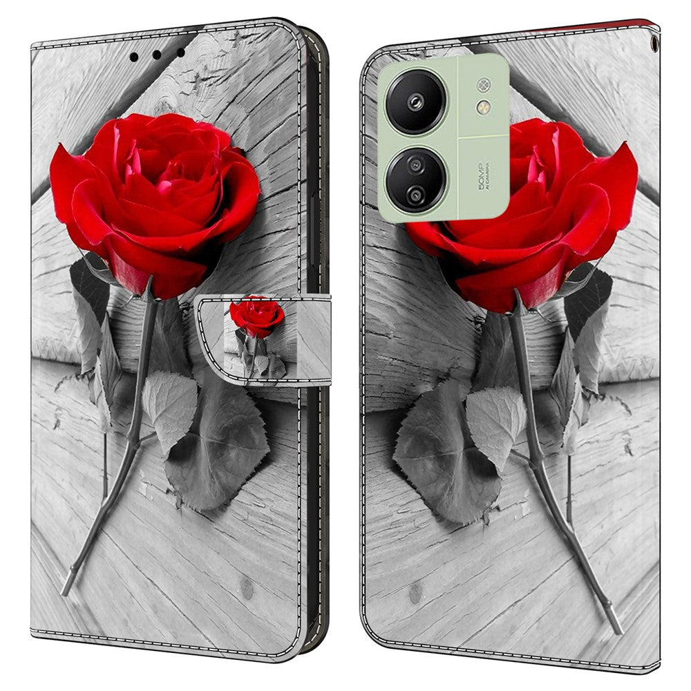 For Xiaomi Redmi 13C 4G / 13C 5G / Poco C65 4G / Poco M6 5G / 13R 5G Phone Case PU Leather 3D Pattern Flip Folio Cover
