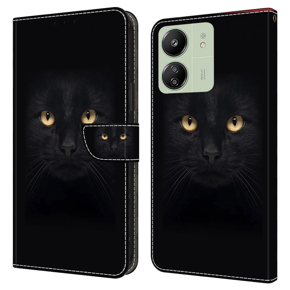 For Xiaomi Redmi 13C 4G / 13C 5G / Poco C65 4G / Poco M6 5G / 13R 5G Phone Case PU Leather 3D Pattern Flip Folio Cover