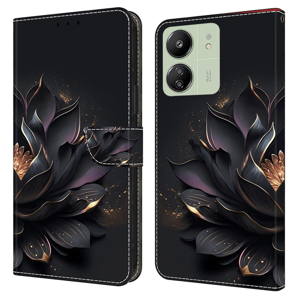For Xiaomi Redmi 13C 4G / 13C 5G / Poco C65 4G / Poco M6 5G / 13R 5G Phone Case PU Leather 3D Pattern Flip Folio Cover