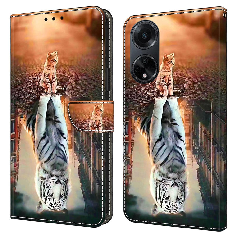 Oppo A98 5G / A1 5G PU-läderfodral med 3D-mönster, mobilmobilskal