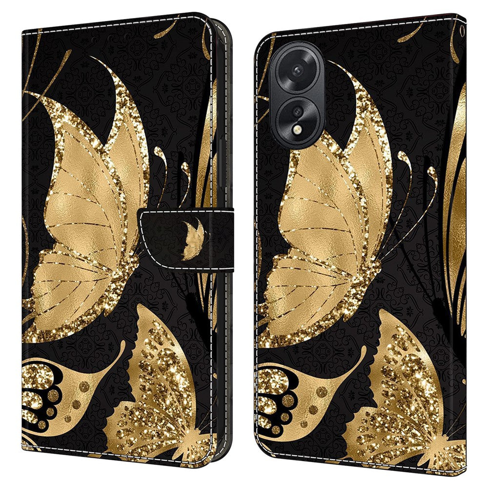 For Oppo A38 4G / A18 4G Leather Phone Case 3D Pattern Magnetic Closure Folio Cover